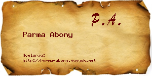 Parma Abony névjegykártya